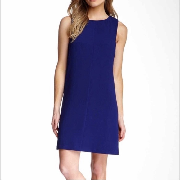 Trina Turk Royal Blue Racerback Cutout Sleeveless Mini LBD Shift Dress Size 4 - Picture 1 of 11